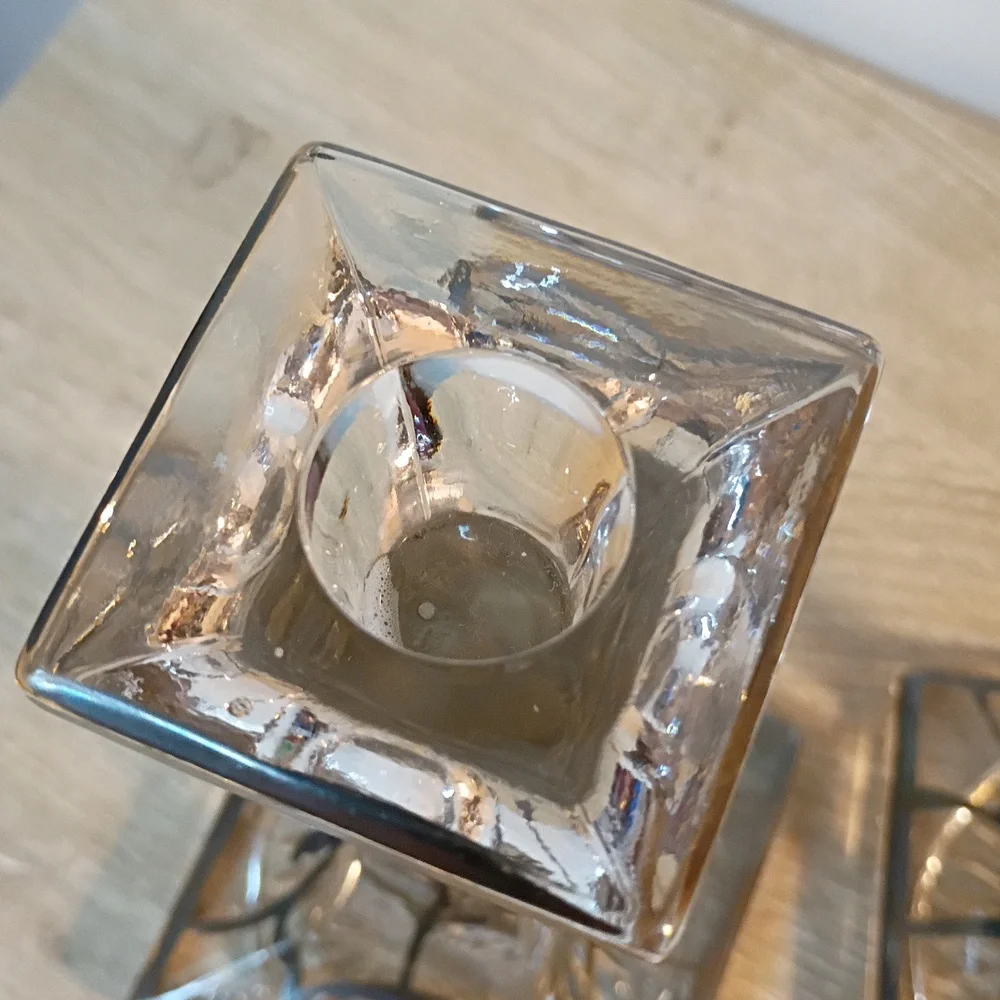 Vintage Golden Crown Crystal And Sterling Silver Overlay Candle Stick Holders